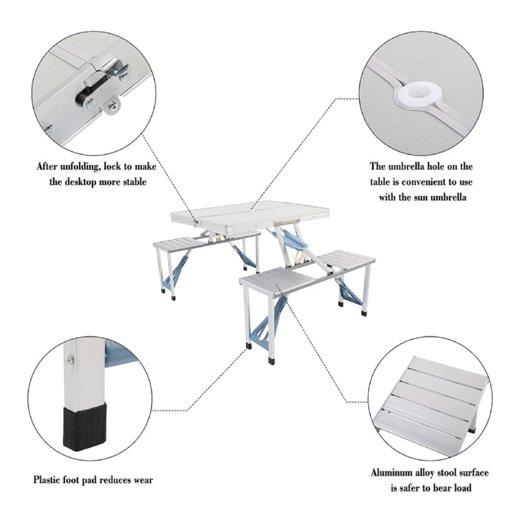 [US Warehouse] Aluminum Alloy One Piece Folding Table And Chairs