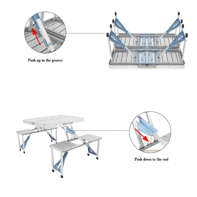 [US Warehouse] Aluminum Alloy One Piece Folding Table And Chairs