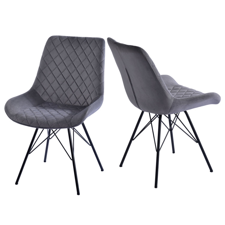 [UK Warehouse] 2 PCS Velvet Dining Chair Bedroom Chairs with High Backrest & Steel Legs