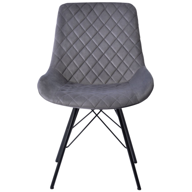 [UK Warehouse] 2 PCS Velvet Dining Chair Bedroom Chairs with High Backrest & Steel Legs