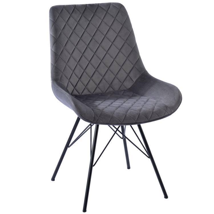 [UK Warehouse] 2 PCS Velvet Dining Chair Bedroom Chairs with High Backrest & Steel Legs