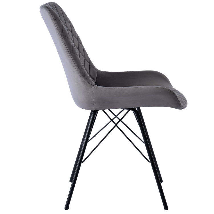 [UK Warehouse] 2 PCS Velvet Dining Chair Bedroom Chairs with High Backrest & Steel Legs