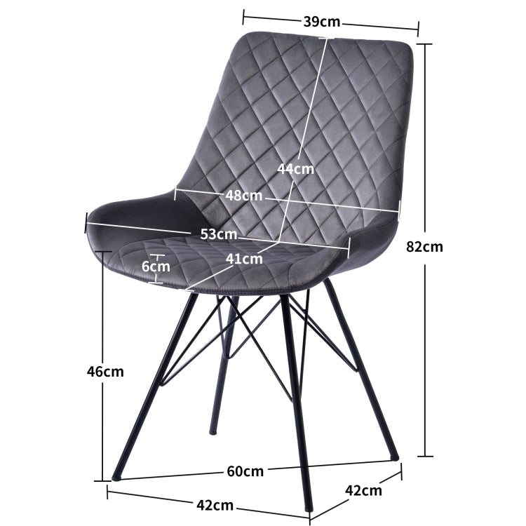 [UK Warehouse] 2 PCS Velvet Dining Chair Bedroom Chairs with High Backrest & Steel Legs
