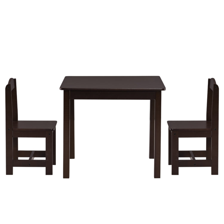 [US Warehouse] 3 in 1 Children Solid Wood Table + 2 Chairs Set, Table Size: 60 x 60 x 52cm, Chair Size: 53 x 29 x 27cm