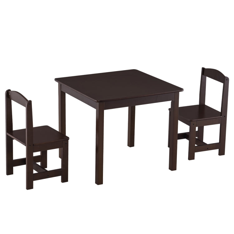 [US Warehouse] 3 in 1 Children Solid Wood Table + 2 Chairs Set, Table Size: 60 x 60 x 52cm, Chair Size: 53 x 29 x 27cm