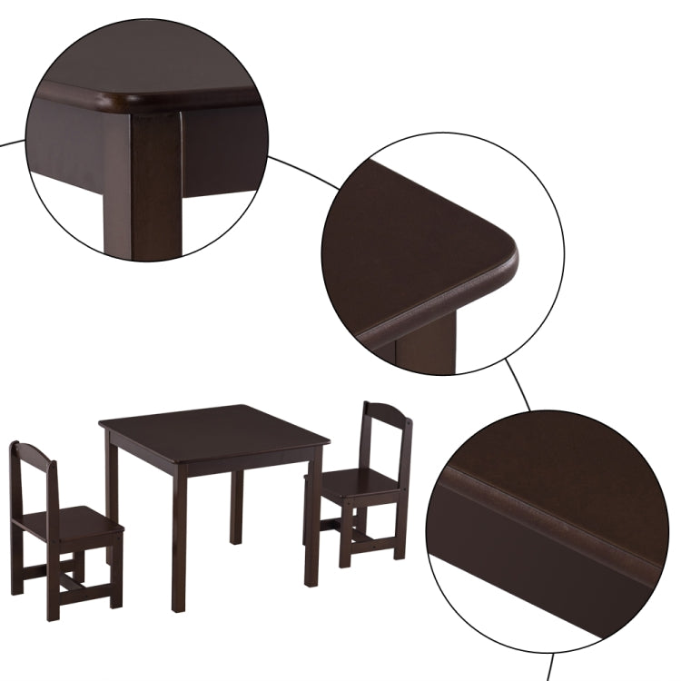 [US Warehouse] 3 in 1 Children Solid Wood Table + 2 Chairs Set, Table Size: 60 x 60 x 52cm, Chair Size: 53 x 29 x 27cm