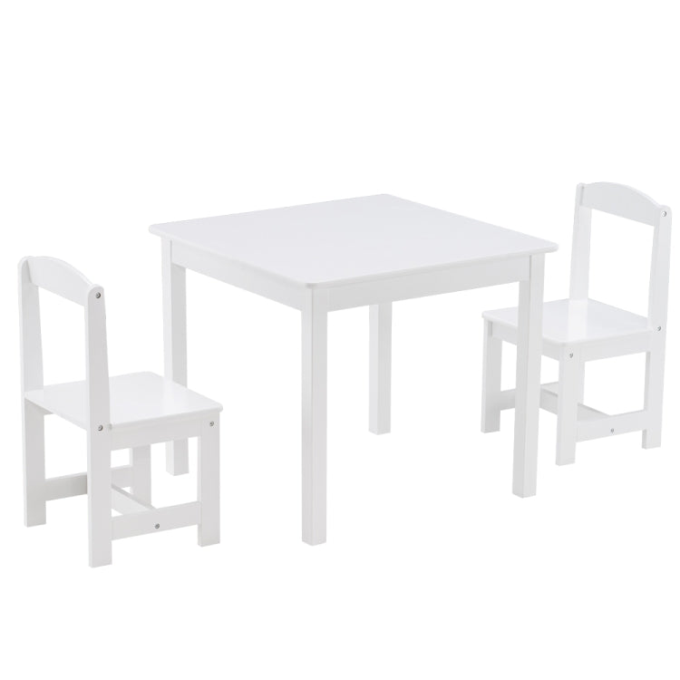 [US Warehouse] 3 in 1 Children Solid Wood Table + 2 Chairs Set, Table Size: 60 x 60 x 52cm, Chair Size: 53 x 29 x 27cm