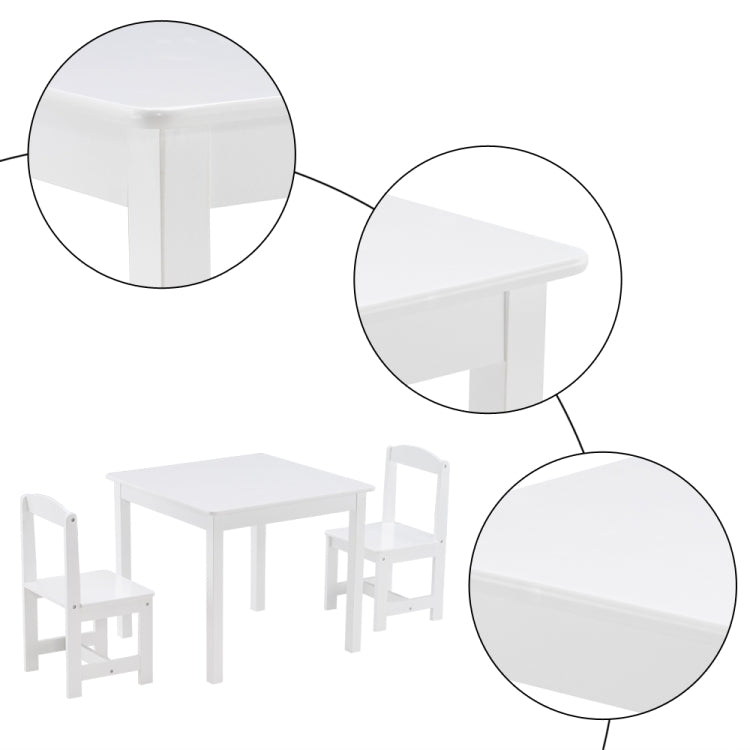 [US Warehouse] 3 in 1 Children Solid Wood Table + 2 Chairs Set, Table Size: 60 x 60 x 52cm, Chair Size: 53 x 29 x 27cm