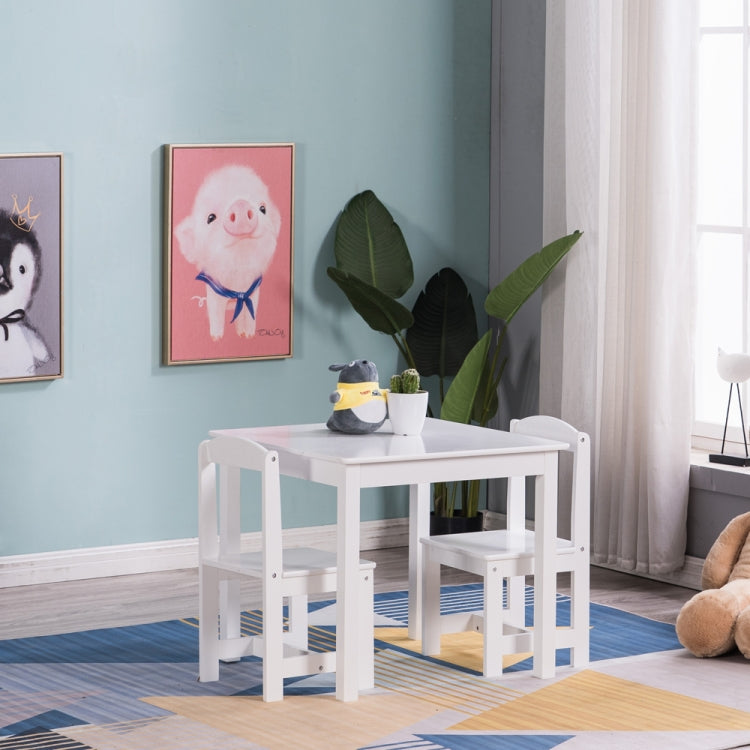 [US Warehouse] 3 in 1 Children Solid Wood Table + 2 Chairs Set, Table Size: 60 x 60 x 52cm, Chair Size: 53 x 29 x 27cm