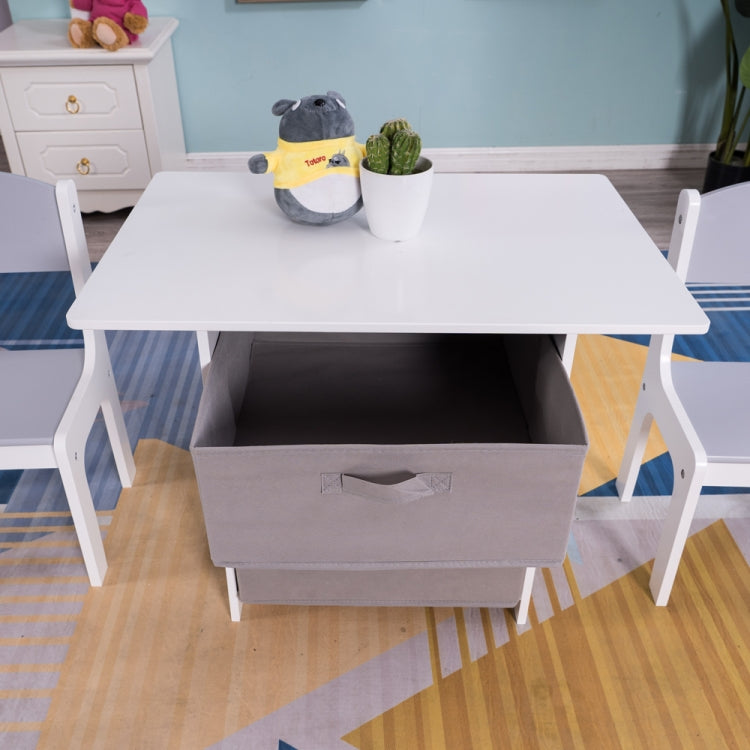[US Warehouse] 3 in 1 Children Solid Wood Table with Drawers + 2 Chairs Set, Table Size:71 x 49.5 x 48cm, Chair Size: 55 x 29 x 27cm