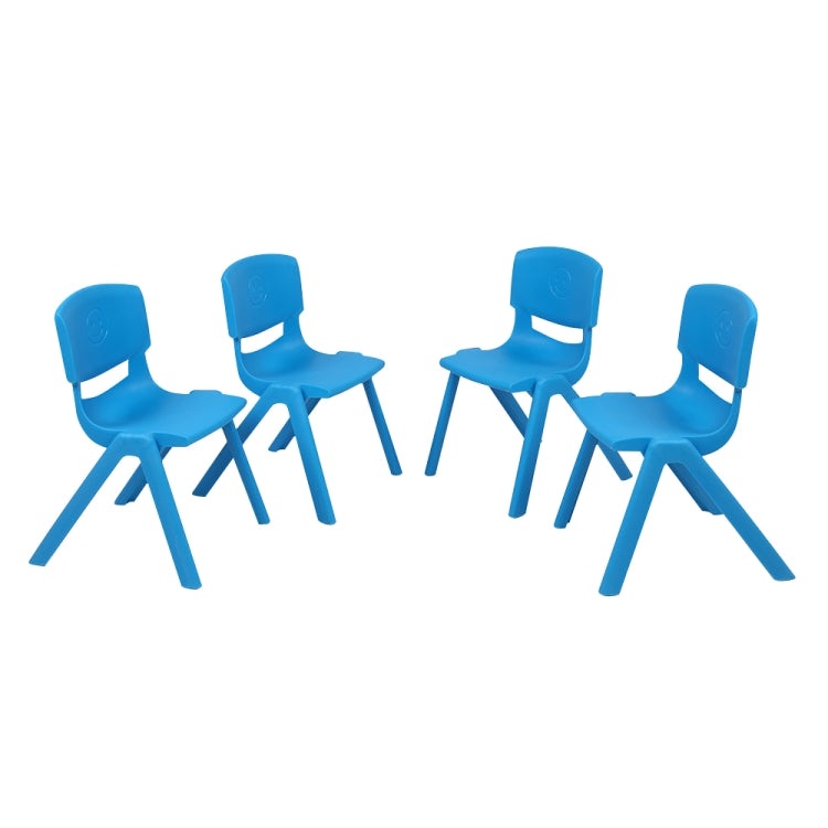 [US Warehouse] 4 PCS Children Plastic Chairs Set, with Backrest, Size: 44 x 31 x 31cm (Light Blue)