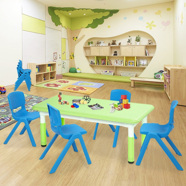 [US Warehouse] 4 PCS Children Plastic Chairs Set, with Backrest, Size: 44 x 31 x 31cm (Light Blue)