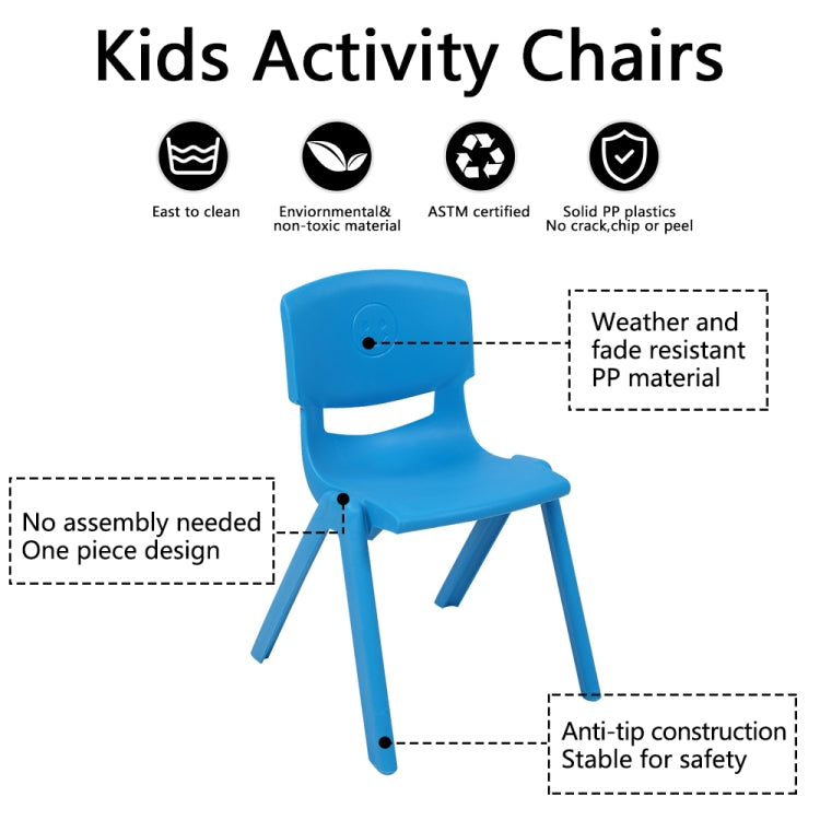 [US Warehouse] 4 PCS Children Plastic Chairs Set, with Backrest, Size: 44 x 31 x 31cm (Light Blue)