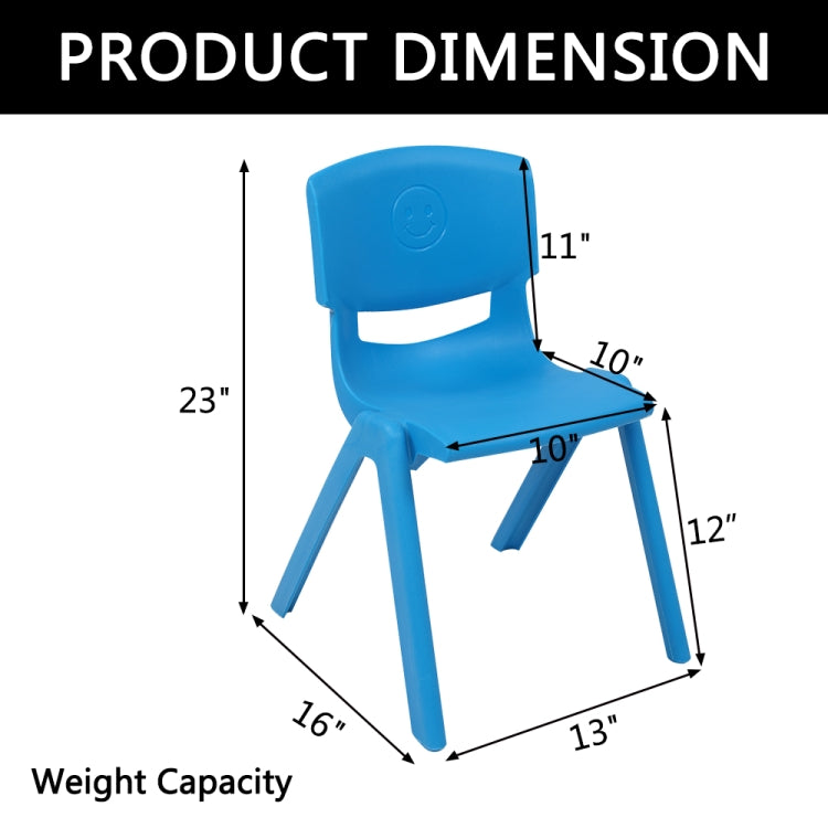 [US Warehouse] 4 PCS Children Plastic Chairs Set, with Backrest, Size: 44 x 31 x 31cm (Light Blue)