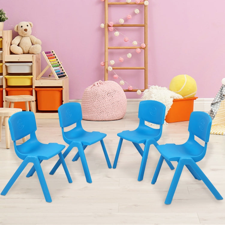 [US Warehouse] 4 PCS Children Plastic Chairs Set, with Backrest, Size: 44 x 31 x 31cm (Light Blue)