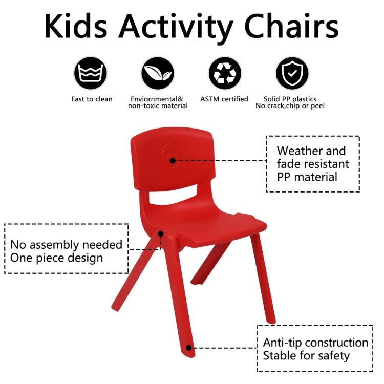 [US Warehouse] 4 PCS Children Plastic Chairs Set, with Backrest, Size: 44 x 31 x 31cm (Four-colors)