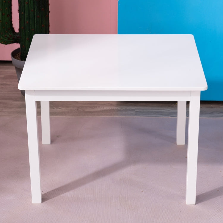 [US Warehouse] 5 in 1 Children Solid Wood Table + 4 Chairs Set, Table Size: 66 x 56 x 48cm, Chair Size: 53 x 26 x 26cm(White)