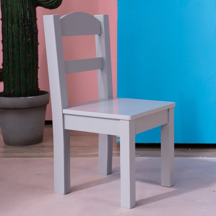[US Warehouse] 5 in 1 Children Solid Wood Table + 4 Chairs Set, Table Size: 66 x 56 x 48cm, Chair Size: 53 x 26 x 26cm(White)