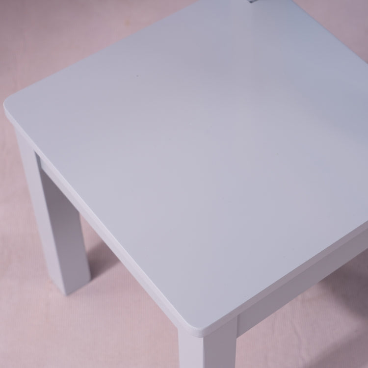 [US Warehouse] 5 in 1 Children Solid Wood Table + 4 Chairs Set, Table Size: 66 x 56 x 48cm, Chair Size: 53 x 26 x 26cm(White)