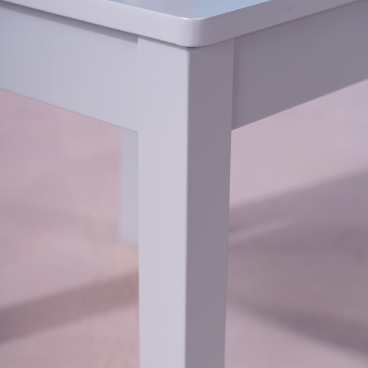 [US Warehouse] 5 in 1 Children Solid Wood Table + 4 Chairs Set, Table Size: 66 x 56 x 48cm, Chair Size: 53 x 26 x 26cm(White)