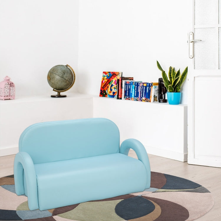 [US Warehouse] Children Double Sofa PVC Sofa with Rainbow-shaped Handrails, Size: 32.7 x 18.5 x 16.5 inch