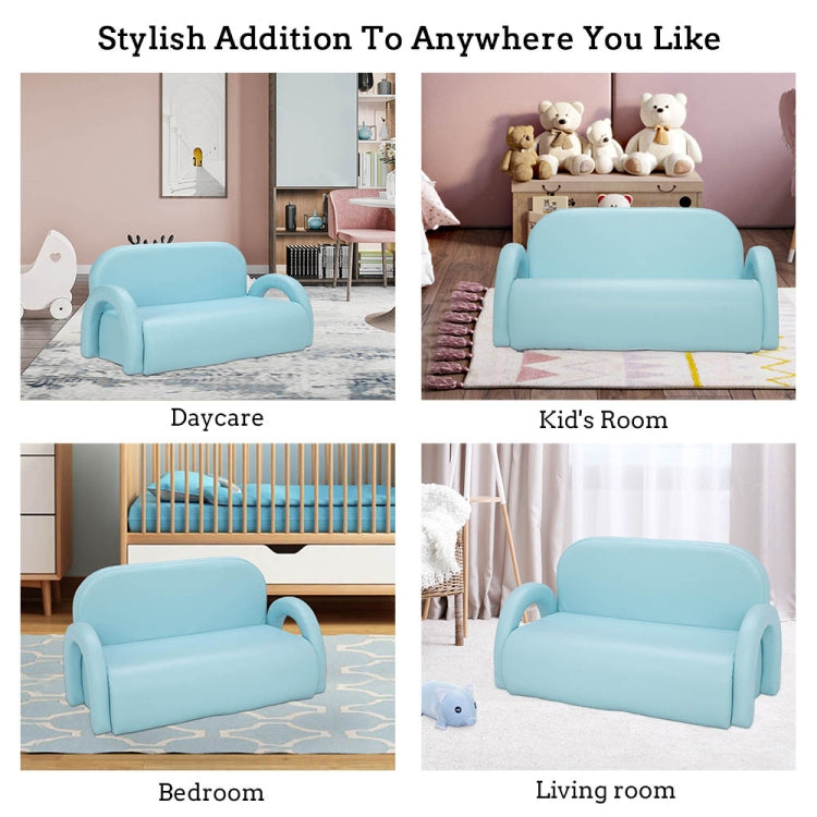 [US Warehouse] Children Double Sofa PVC Sofa with Rainbow-shaped Handrails, Size: 32.7 x 18.5 x 16.5 inch
