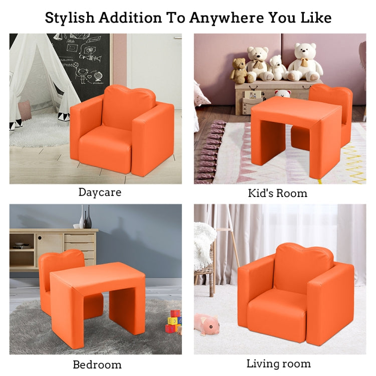 [US Warehouse] 2 in 1 Children Single Sofa PVC Free Combination Table and Chair, Table size: 19 x 16.25 x 11.75 inch, Chair size: 16.25 x 13.75 x 13 inch