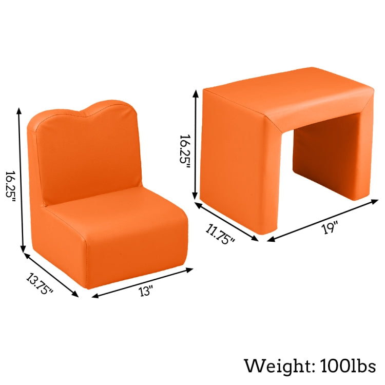 [UK Warehouse] 2 in 1 Children Single Sofa PVC Free Combination Table and Chair, Table size: 19 x 16.25 x 11.75 inch, Chair size: 16.25 x 13.75 x 13 inch