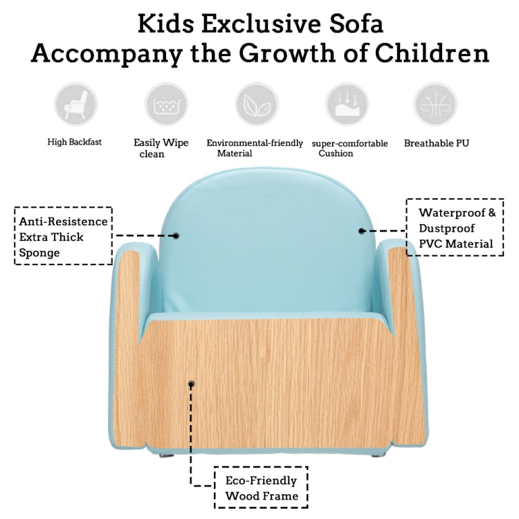 [US Warehouse] Children Single Sofa PVC Sofa with Rainbow-shaped Handrails, Size: 18.1 x 18.1 x 15inch