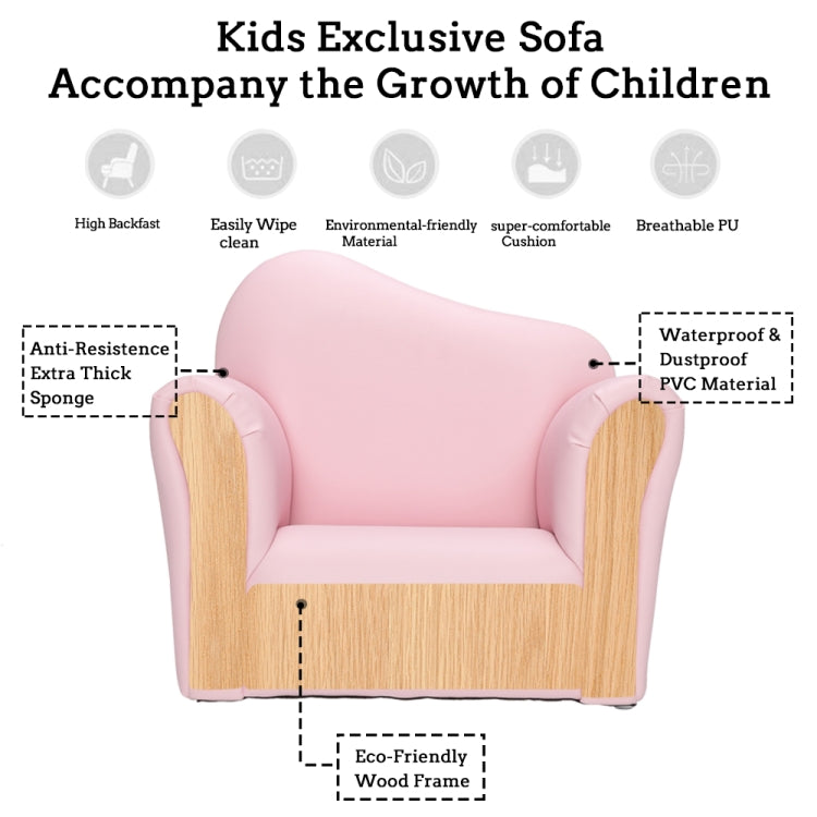 [US Warehouse] Children Single Sofa PVC Sofa with Curved-back & Footrest, Size: 22 x 20.1 x 16.1 inch