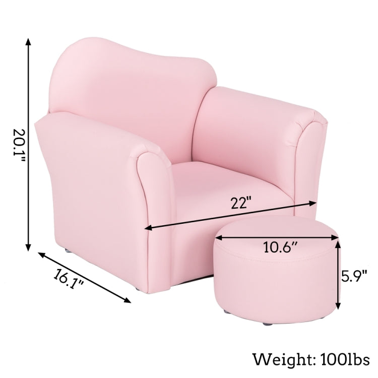 [US Warehouse] Children Single Sofa PVC Sofa with Curved-back & Footrest, Size: 22 x 20.1 x 16.1 inch