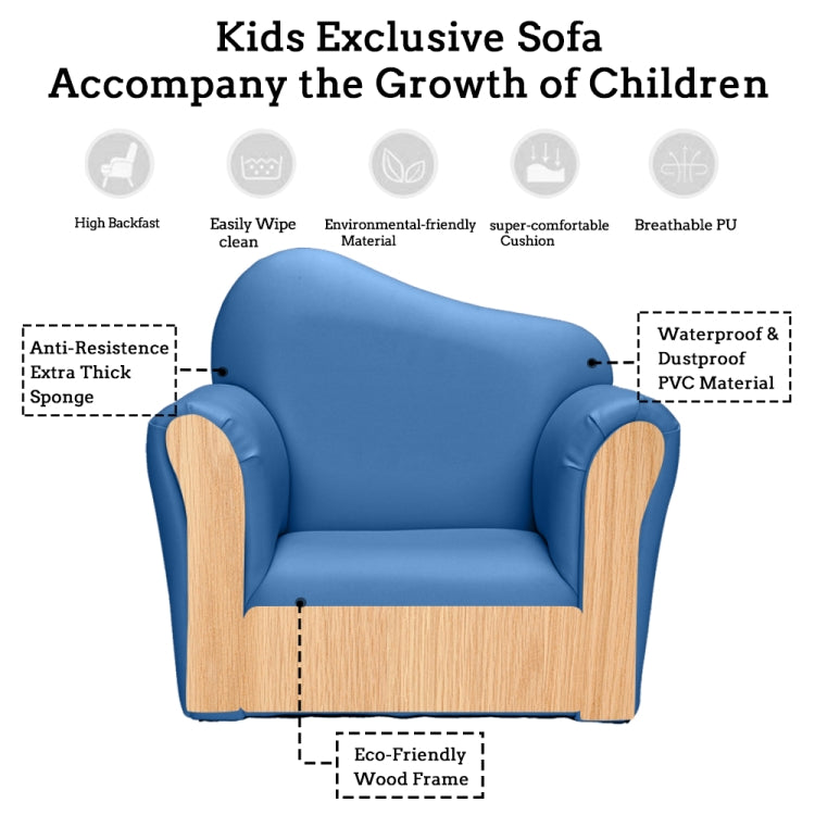[US Warehouse] Children Single Sofa PVC Sofa with Curved-back & Footrest, Size: 22 x 20.1 x 16.1 inch