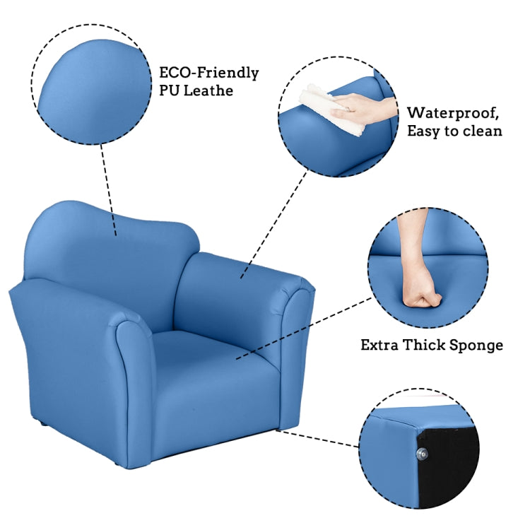 [UK Warehouse] Children Single Sofa PVC Sofa with Curved-back & Footrest, Size: 22 x 20.1 x 16.1 inch