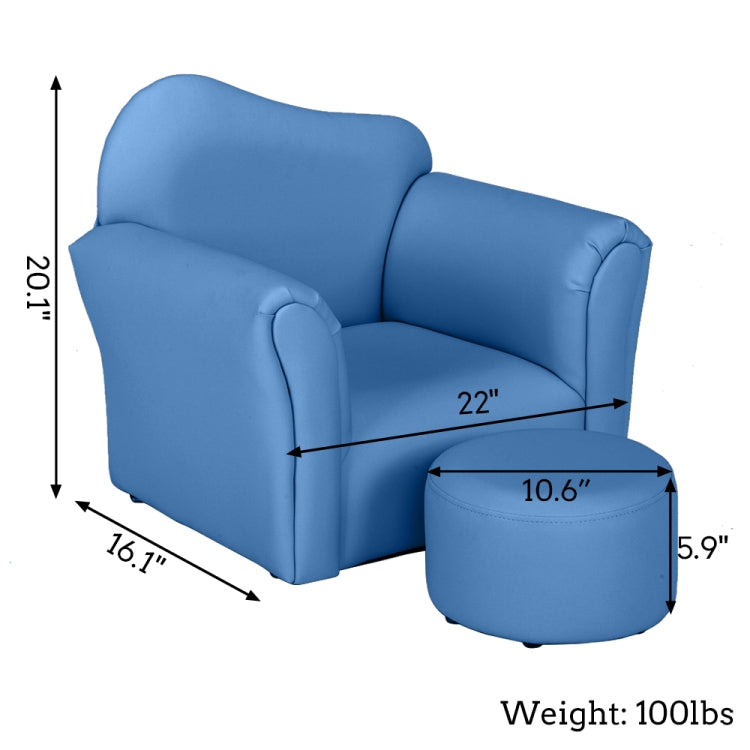 [UK Warehouse] Children Single Sofa PVC Sofa with Curved-back & Footrest, Size: 22 x 20.1 x 16.1 inch