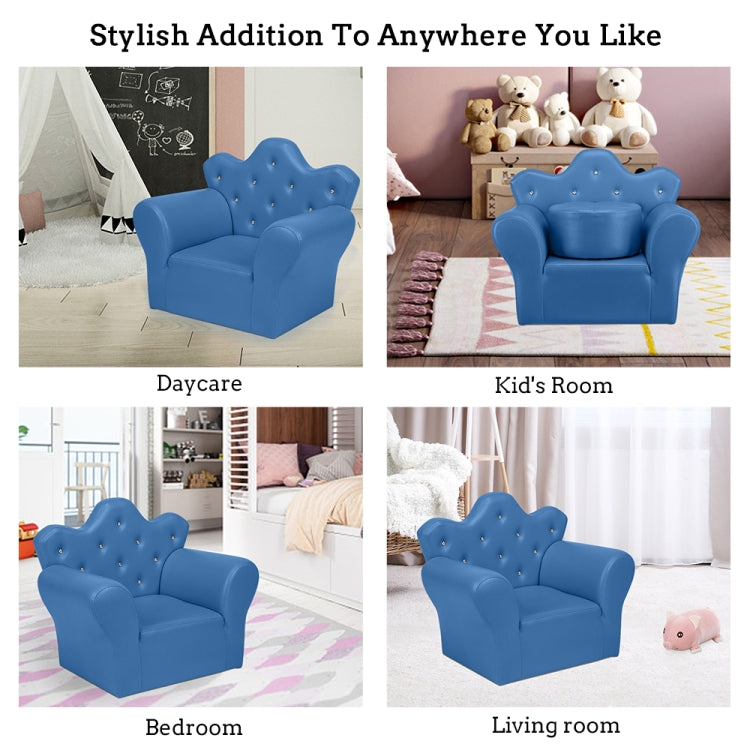 [US Warehouse] Imperial Crown Shape Children Single Sofa PVC Sofa with Footrest, Size: 23.25 x 19.25 x 16.25 inch