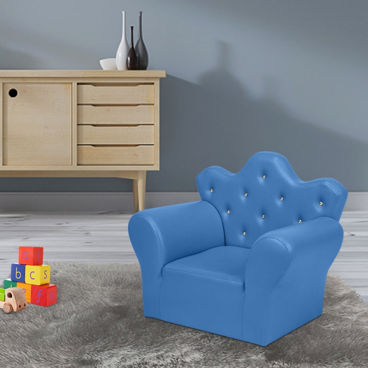 [US Warehouse] Imperial Crown Shape Children Single Sofa PVC Sofa with Footrest, Size: 23.25 x 19.25 x 16.25 inch