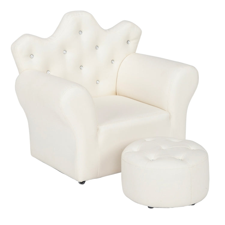 [US Warehouse] Imperial Crown Shape Children Single Sofa PVC Sofa with Footrest, Size: 23.25 x 19.25 x 16.25 inch