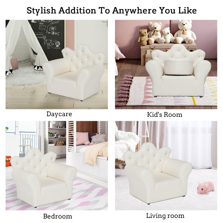 [US Warehouse] Imperial Crown Shape Children Single Sofa PVC Sofa with Footrest, Size: 23.25 x 19.25 x 16.25 inch