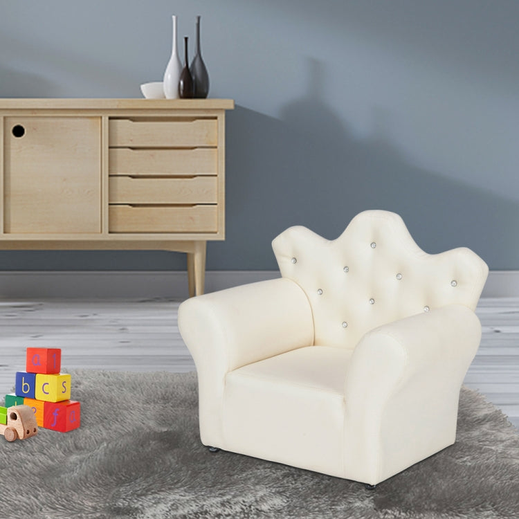 [US Warehouse] Imperial Crown Shape Children Single Sofa PVC Sofa with Footrest, Size: 23.25 x 19.25 x 16.25 inch