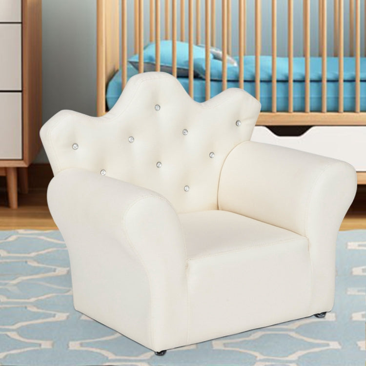 [US Warehouse] Imperial Crown Shape Children Single Sofa PVC Sofa with Footrest, Size: 23.25 x 19.25 x 16.25 inch