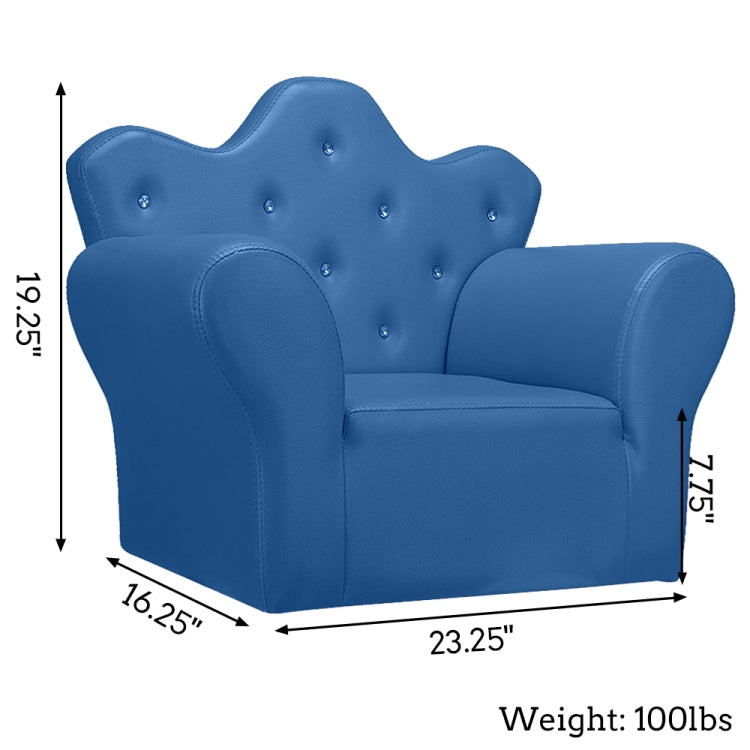 [UK Warehouse] Imperial Crown Shape Children Single Sofa PVC Sofa with Footrest, Size: 23.25 x 19.25 x 16.25 inch