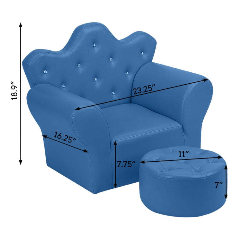 [UK Warehouse] Imperial Crown Shape Children Single Sofa PVC Sofa with Footrest, Size: 23.25 x 19.25 x 16.25 inch