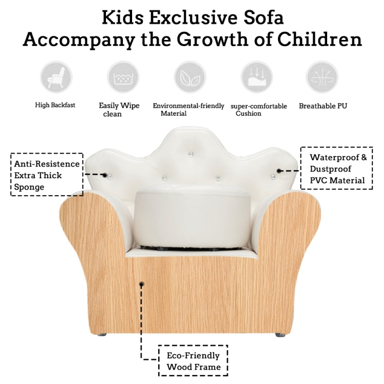[UK Warehouse] Imperial Crown Shape Children Single Sofa PVC Sofa with Footrest, Size: 23.25 x 19.25 x 16.25 inch