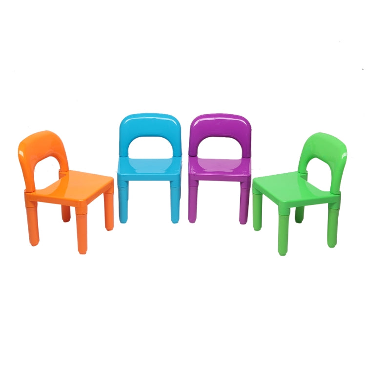 [US Warehouse] 5 in 1 Children Plastic Table + 4 Chairs Set, Table Size: 19.7 x 19.7 x 18.1 inch, Chair Size: 17.72 x 11.42 x 10.2 inch