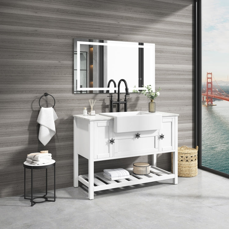 [US Warehouse] Bathroom Vanity Cabinet without Tops, Size: 122 x 52 x 85.4cm (White)(White)