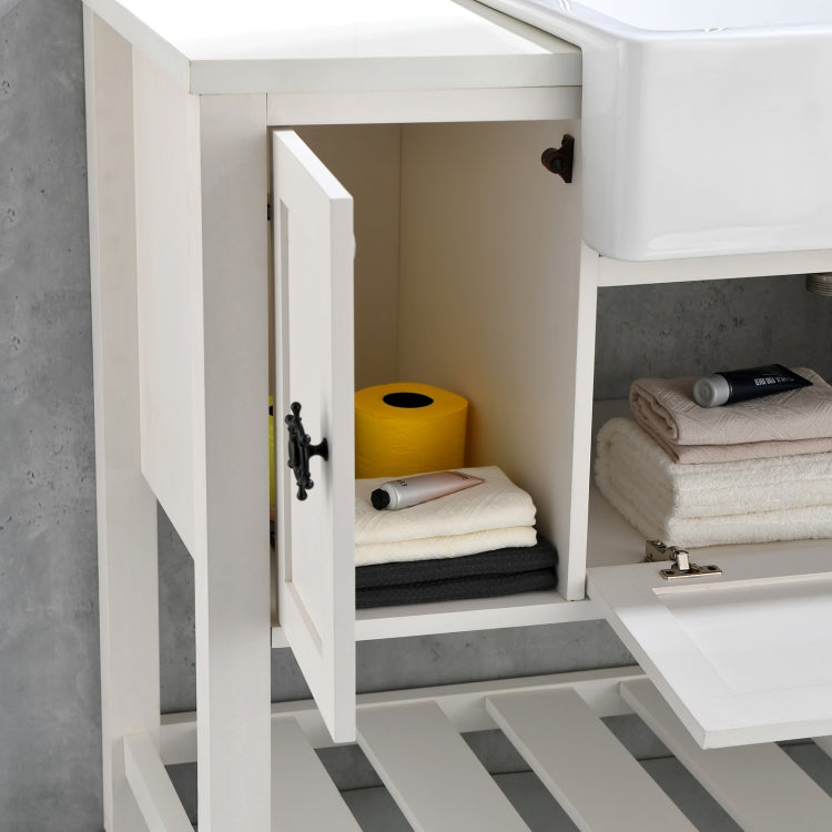 [US Warehouse] Bathroom Vanity Cabinet without Tops, Size: 122 x 52 x 85.4cm (White)(White)