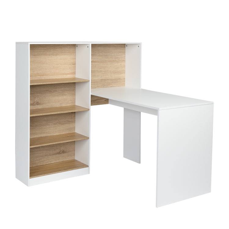 [US Warehouse] Computer Desk With Four Simple Triamine Steel Bookshelf, Size: 120x27.5x120cm