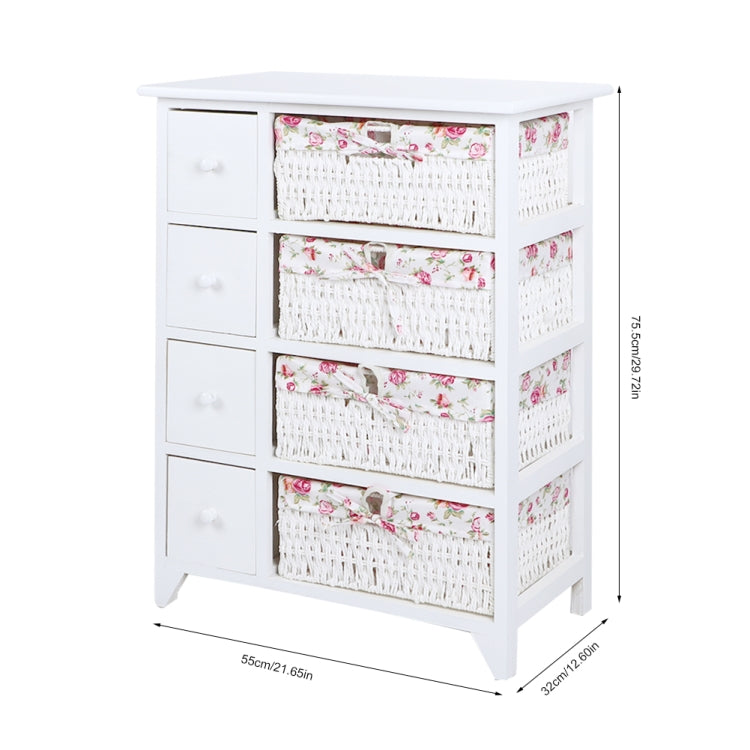 [UK Warehouse] Bedroom Bathroom Storage Cabinet Baskets Nightstand with Drawers