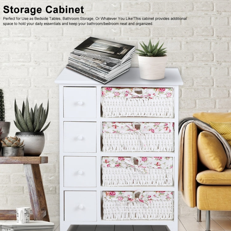 [UK Warehouse] Bedroom Bathroom Storage Cabinet Baskets Nightstand with Drawers