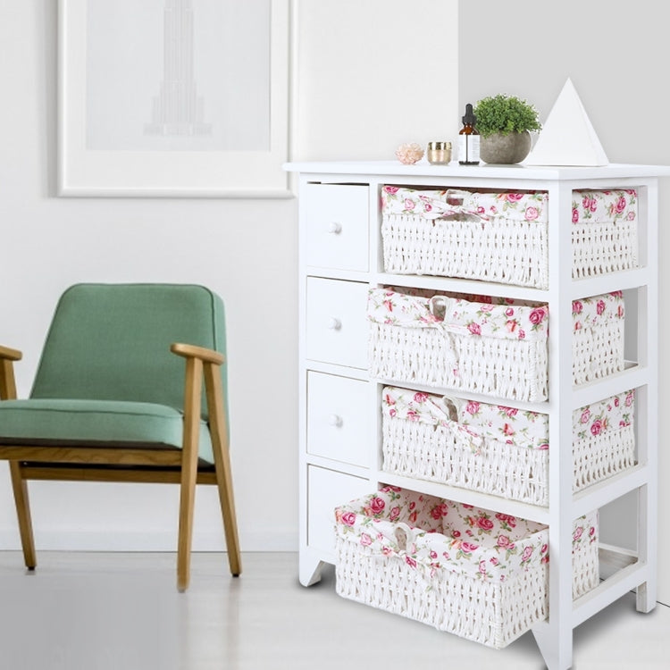 [UK Warehouse] Bedroom Bathroom Storage Cabinet Baskets Nightstand with Drawers